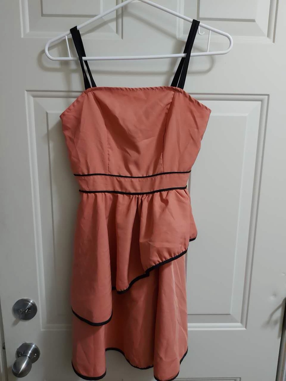 Watermelon pink and black sleeveless dress